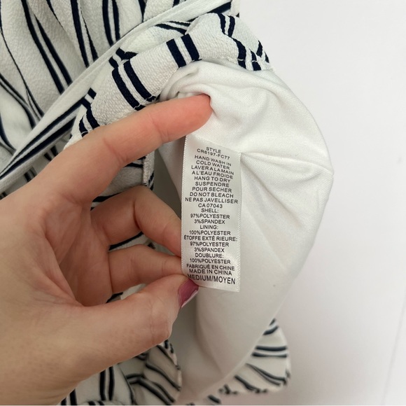 White and black striped shorts romper with ruffle detail - Picture 12 of 12